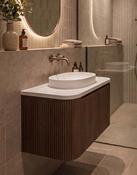 Linea Curve 900mm Wall Hung Vanity Unit with Fluted Stone Resin Basin image