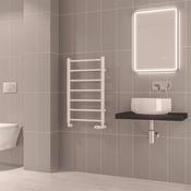 Eastbrook Tuscan Round Vertical Straight Heated Towel Rail Gloss White image