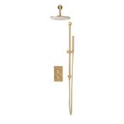 Bathworks Essentials Core Brushed Brass Round Handle, Head &amp; Handset Riser Kit image