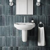 Burlington Riviera D Shape Basin with Semi Pedestal White image
