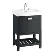 Burlington Riviera 2 Door Floorstanding Unit 65cm with 3 Tap Hole Basin -Black image