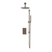 Bathworks Essentials Core Brushed Bronze Round Handle, Head &amp; Handset Riser Kit image