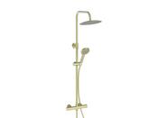 Bathworks Essentials Serena Brushed Brass Round Rigid Riser Shower Inc. Easykit image