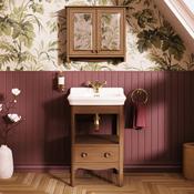 Burlington Guild Floorstanding Vanity Unit with Ceramic Basin – Light Oak &amp; Dark image