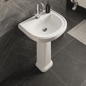 Burlington Riviera D Shape Basin with Full Pedestal White image