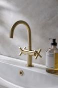 Tavistock Cohort Cross Twin Handle Basin Mixer &amp; Click Waste