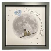 Large Pebble Art Dad, I Love You to the Moon and Back - Grey image