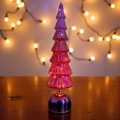 Lumineo Micro LED Rotating Glass Tree Battery Operated Pink &amp; Warm White 39cm image