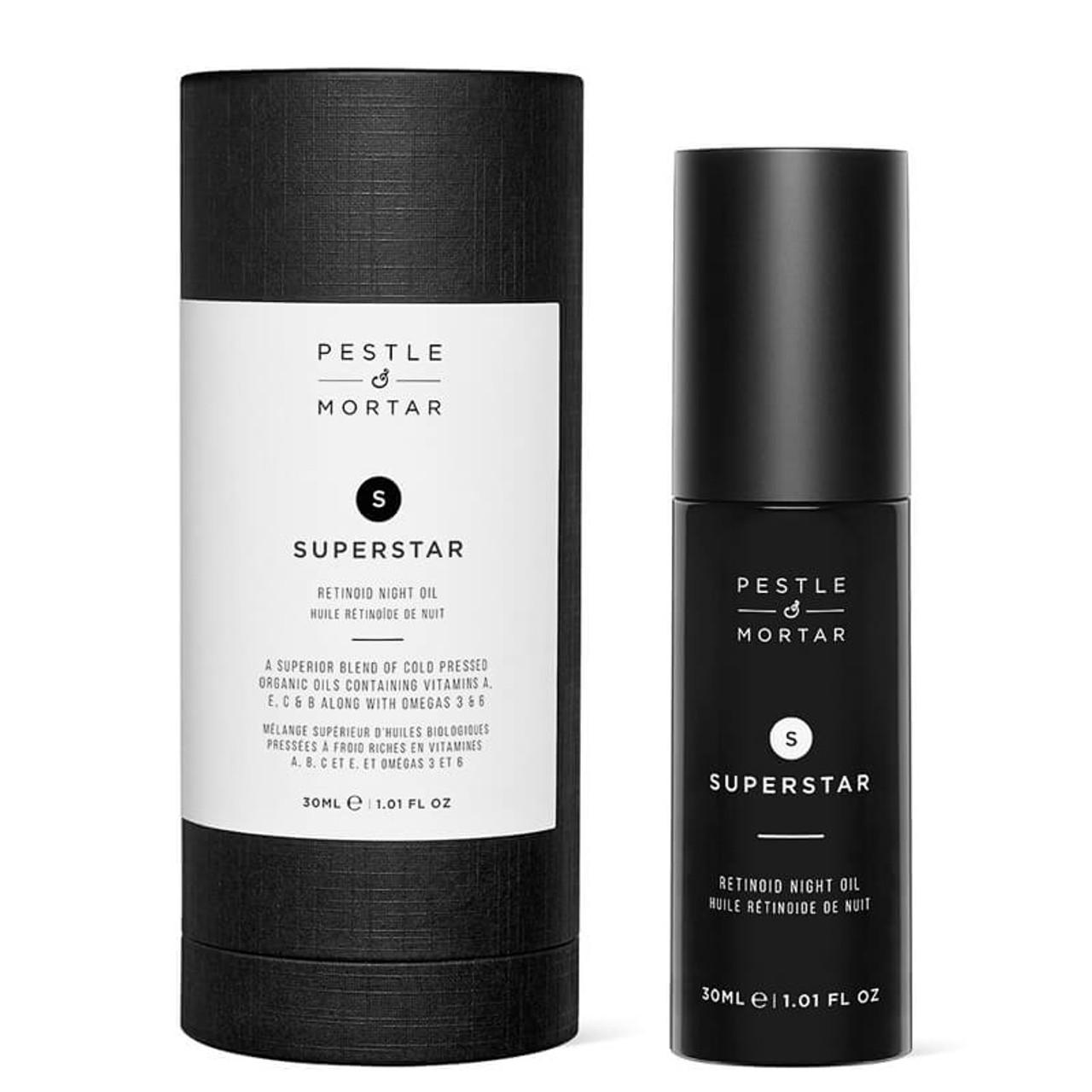 Pestle & Mortar Superstar Retinol Night Oil 30ml - Reduces pore size, fine lines, and evens skin tone