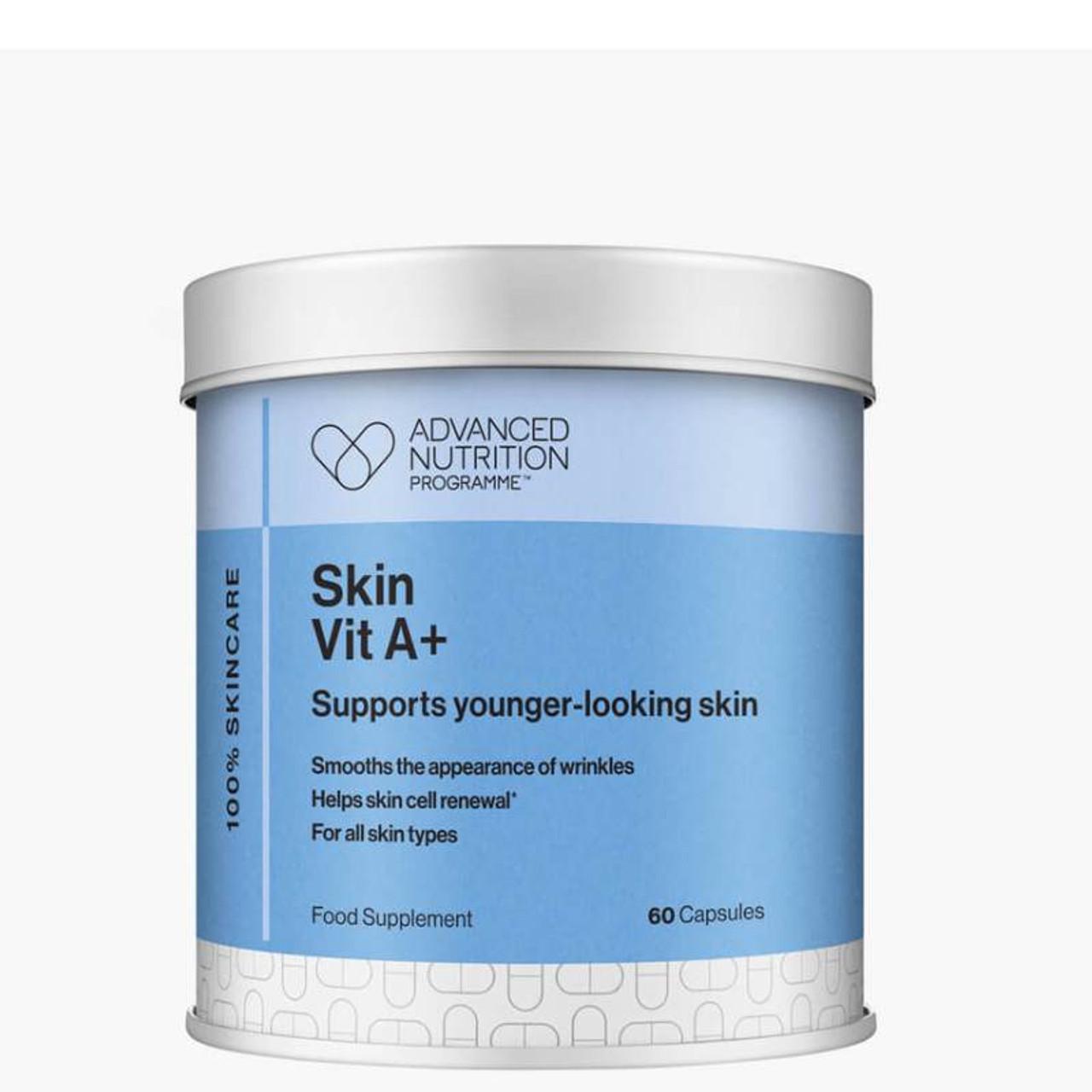 Advanced Nutrition Programme Skin Vit A+ Food Supplement 60 Capsules for All Skin Types Supports Younger-Looking Skin Smooths Wrinkles Aids Cell Renewal