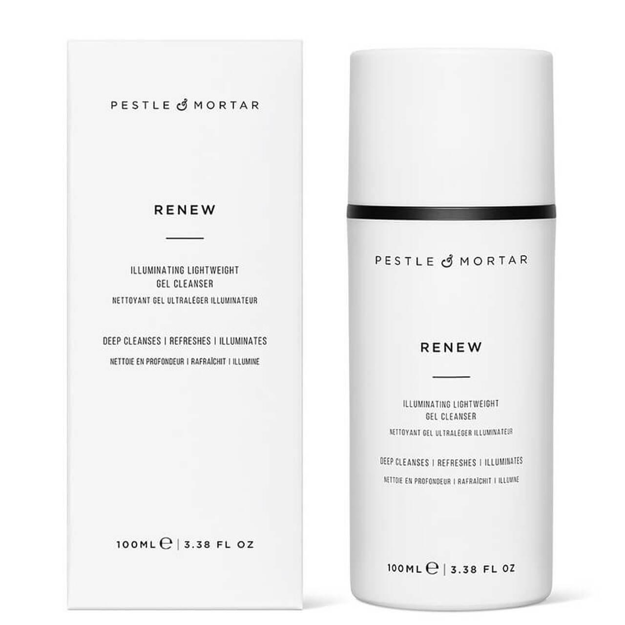 PESTLE & MORTAR RENEW Gel Cleanser 100ml - Illuminating, Lightweight, Deep Cleanses, Refreshes, Illuminates