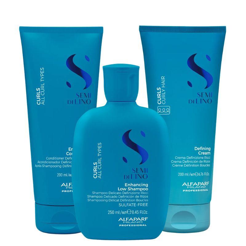 Alfaparf Semi Di Lino Curls Wavy & Curly Hair Bundle Shampoo Conditioner Defining Cream
