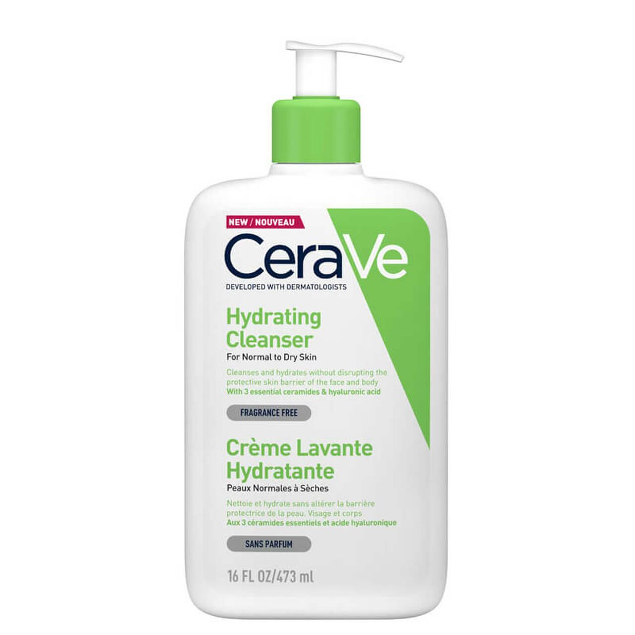 CeraVe Hydrating Cleanser 473ml for Normal to Dry Skin, Fragrance-free, Ceramides