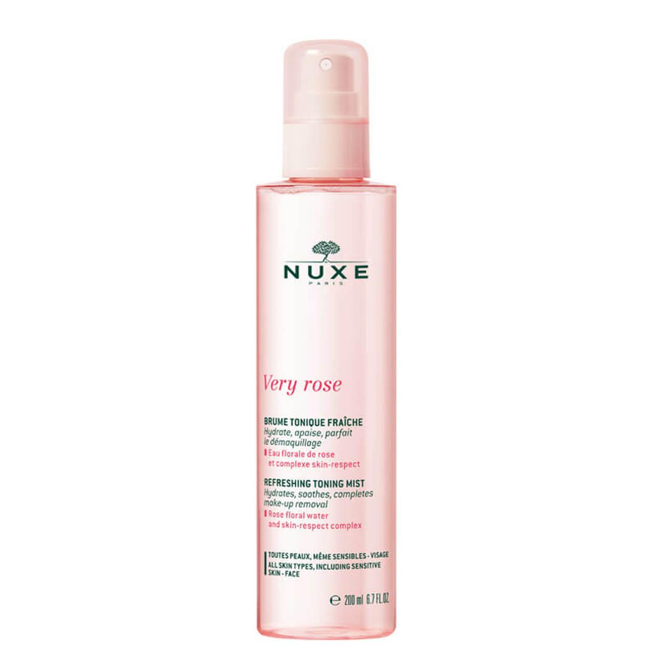 NUXE Very Rose Refreshing Toning Mist 200ml Hydrates, Soothes, Completes Make-Up Removal, Rose floral water, Skin-respect complex