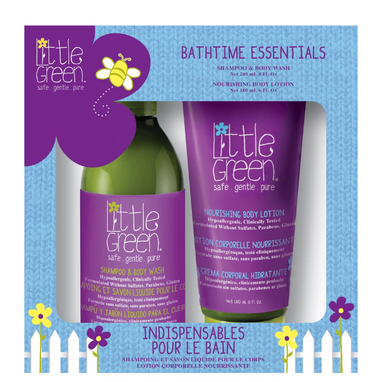 Little Green Kids Bathtime Essentials Shampoo & Body Wash, Nourishing Body Lotion, Hypoallergenic, Clinically Tested