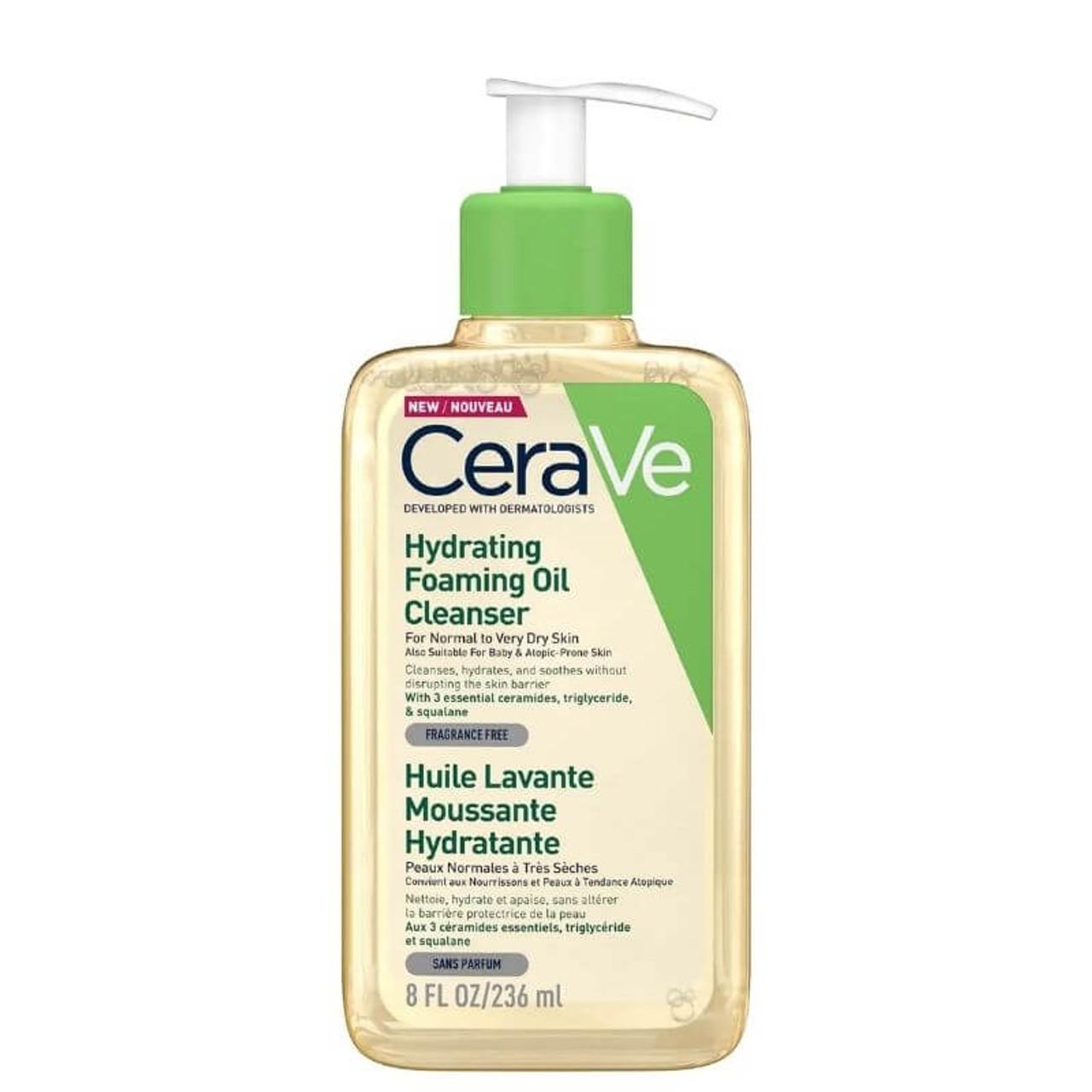 CeraVe Hydrating Foaming Oil Cleanser 236ml for Normal to Very Dry Skin, Fragrance Free