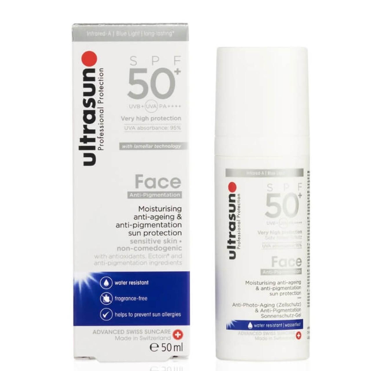 Ultrasun Face Anti-Pigmentation SPF50+ Sunscreen 50ml | Water Resistant, Anti-Ageing, Non-Comedogenic
