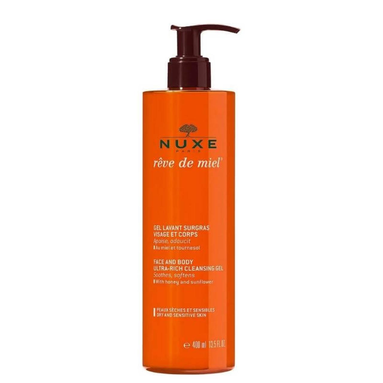 NUXE Rêve de Miel Face & Body Cleansing Gel 400ml for Dry & Sensitive Skin - Ultra-Rich, Soothes, Softens