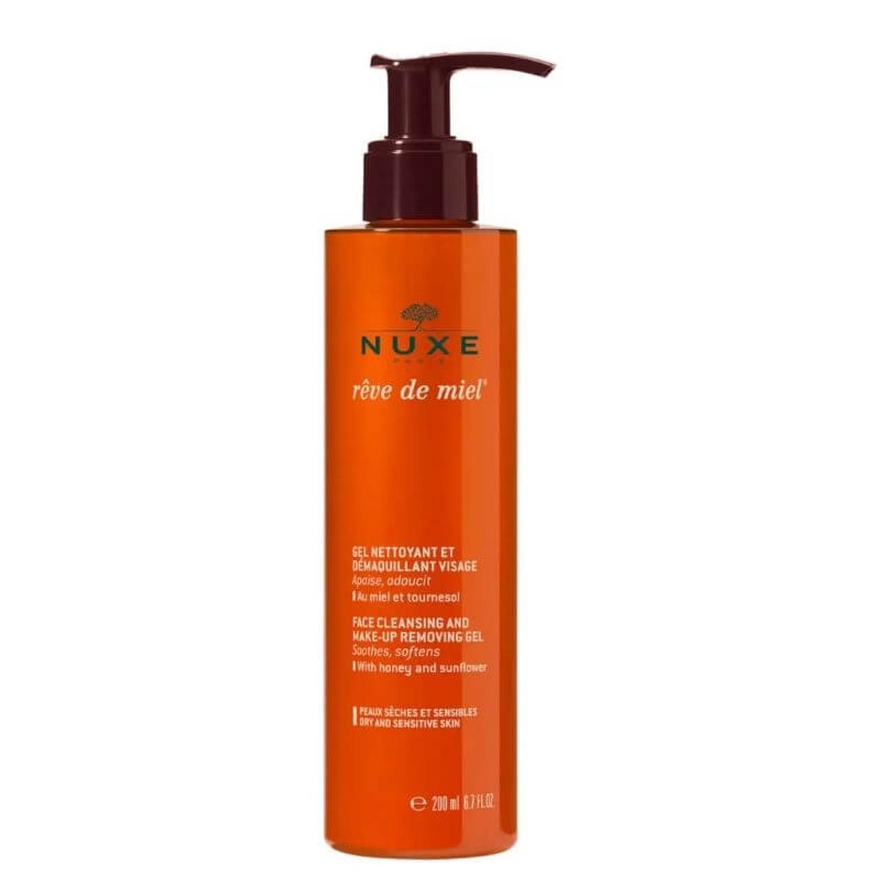 Nuxe Rêve de Miel Face Cleansing Gel 200ml, Soothes, Removes Make-Up, Dry & Sensitive Skin