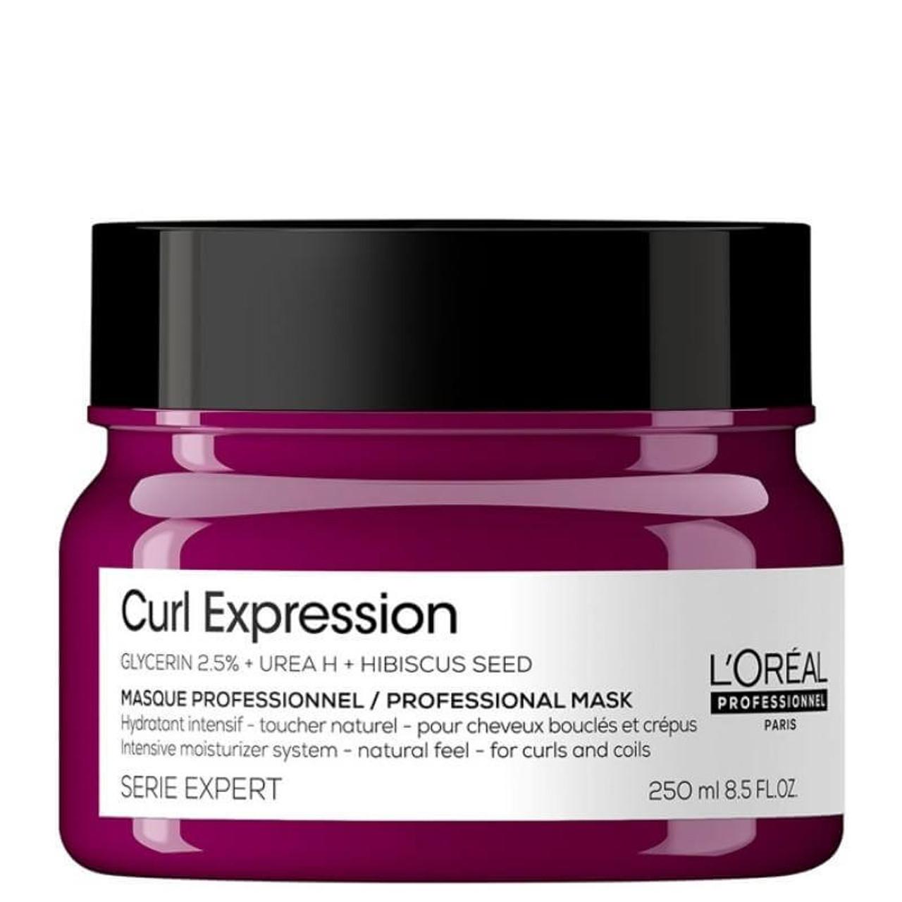 L'Oréal Professionnel Curl Expression Hair Mask for Curls & Coils, Size 250ml. Hydratant intensif - toucher naturel - pour cheveux bouclés et crépus, Intensive moisturizer system - natural feel - for curls and coils