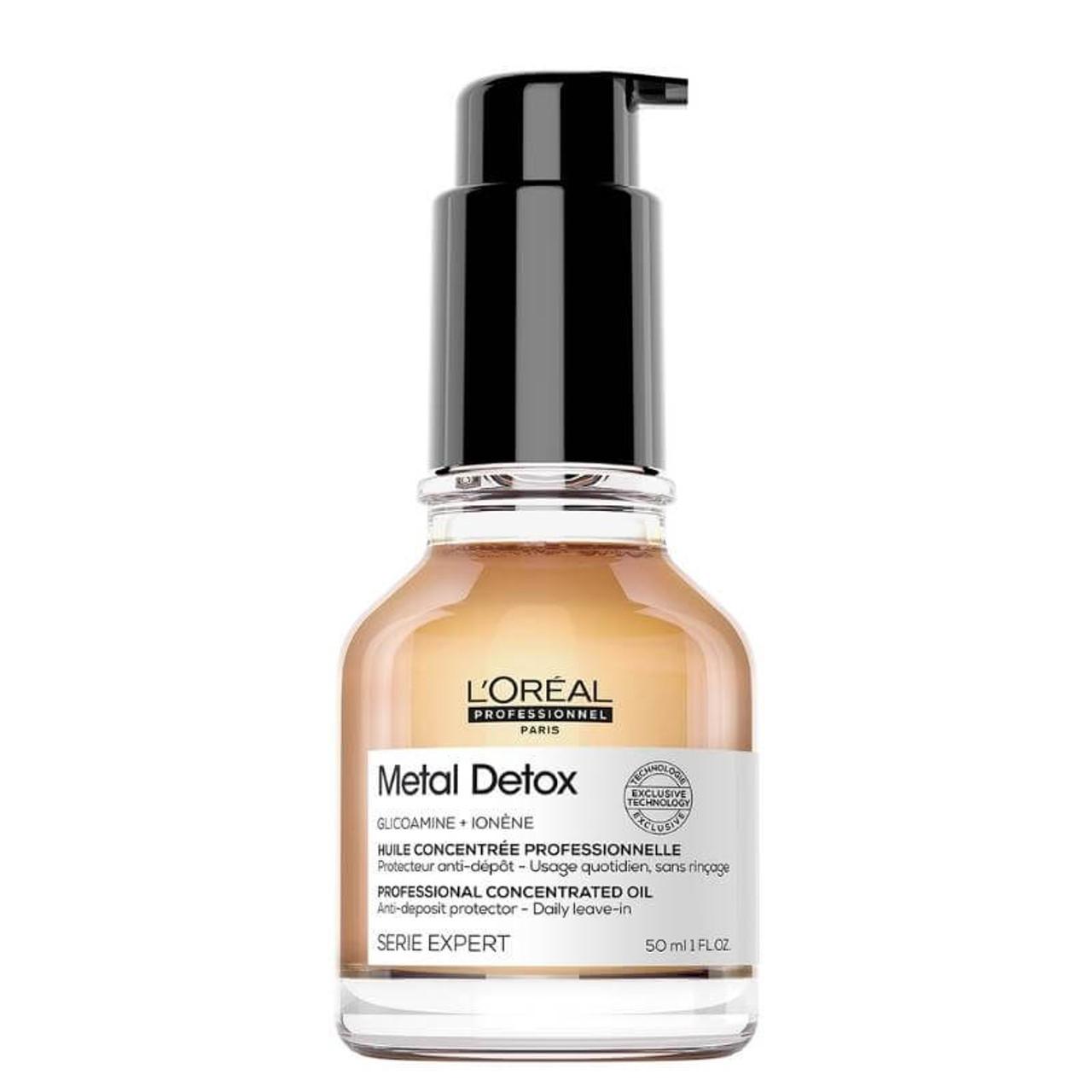 L'Oréal Professionnel Metal Detox Anti-Deposit Protector Concentrated Oil, 50ml, for all hair types. Contains Glicoamine + Ionène. Professional Concentrated Oil, Anti-deposit protector, Daily leave-in.