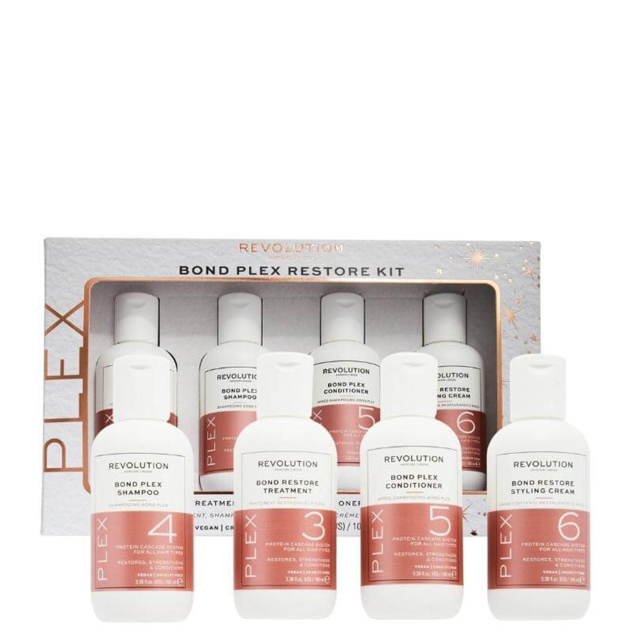 Revolution Haircare Bond Plex Restore Kit | Shampoo, Conditioner, Treatment & Styling Cream | Vegan & Cruelty-Free | For All Hair Types