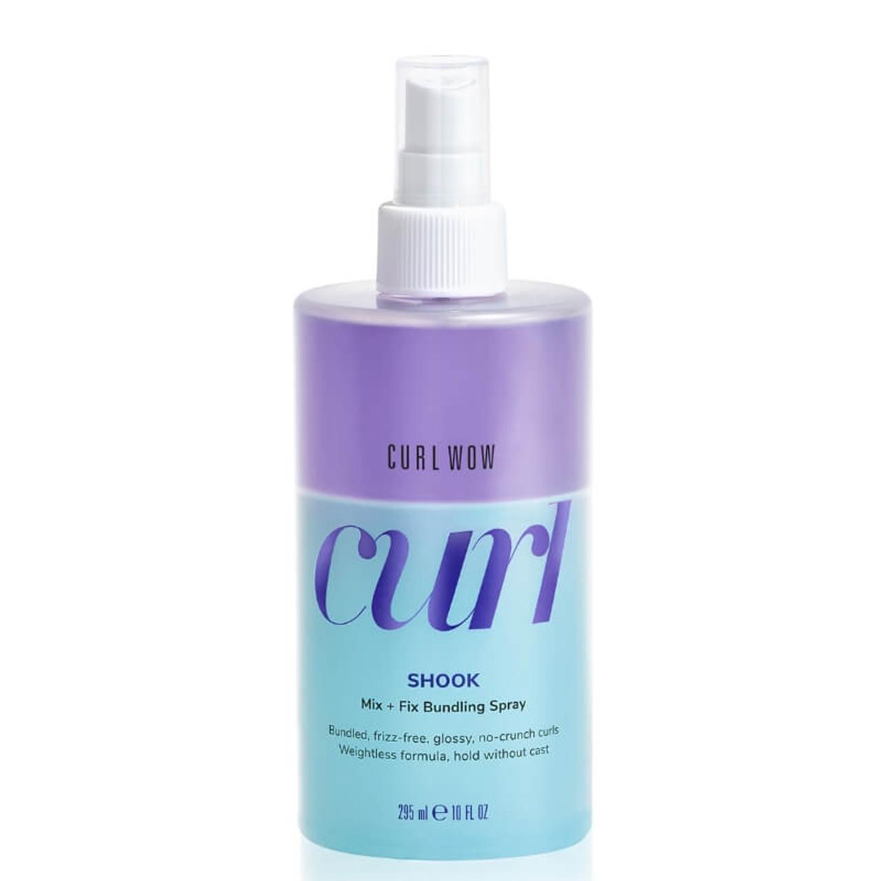 Color WOW Curl Perfector Hair Styling Product for Curly Hair - Frizz-Free, Glossy, No-Crunch Curls - 295ml - Image Features: CURL WOW, curl, SHOOK, Mix + Fix Bundling Spray, Bundled, frizz-free, glossy, no-crunch curls, Weightless formula, hold without cast