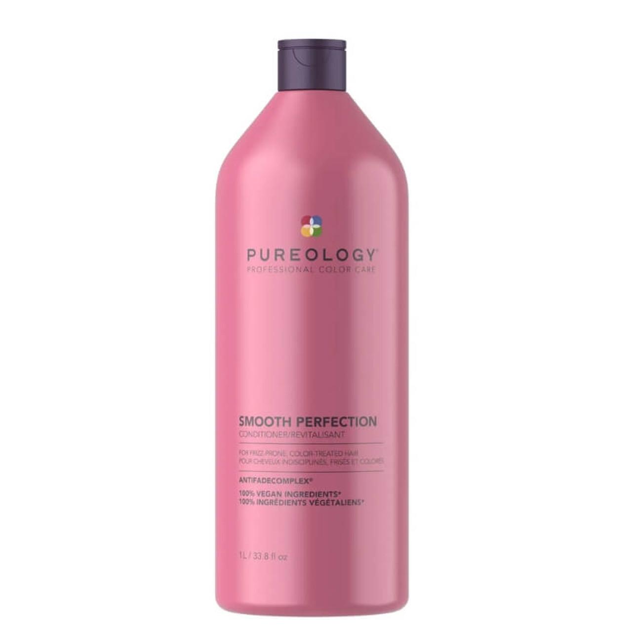 Pureology Smooth Perfection Conditioner 1L for Frizzy, Unruly Hair, AntiFadeComplex, Vegan Ingredients