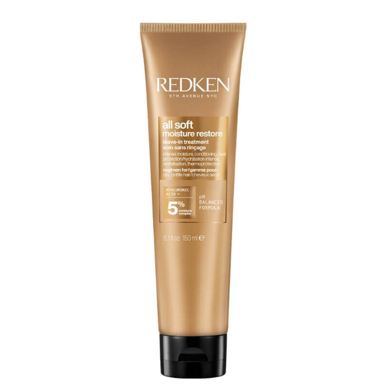 Redken All Soft Moisture Restore Leave-In Treatment 150ml for Dry and Coarse Hair with Hyaluronic Acid, Argan Oil for Moisture, Shine, Softness