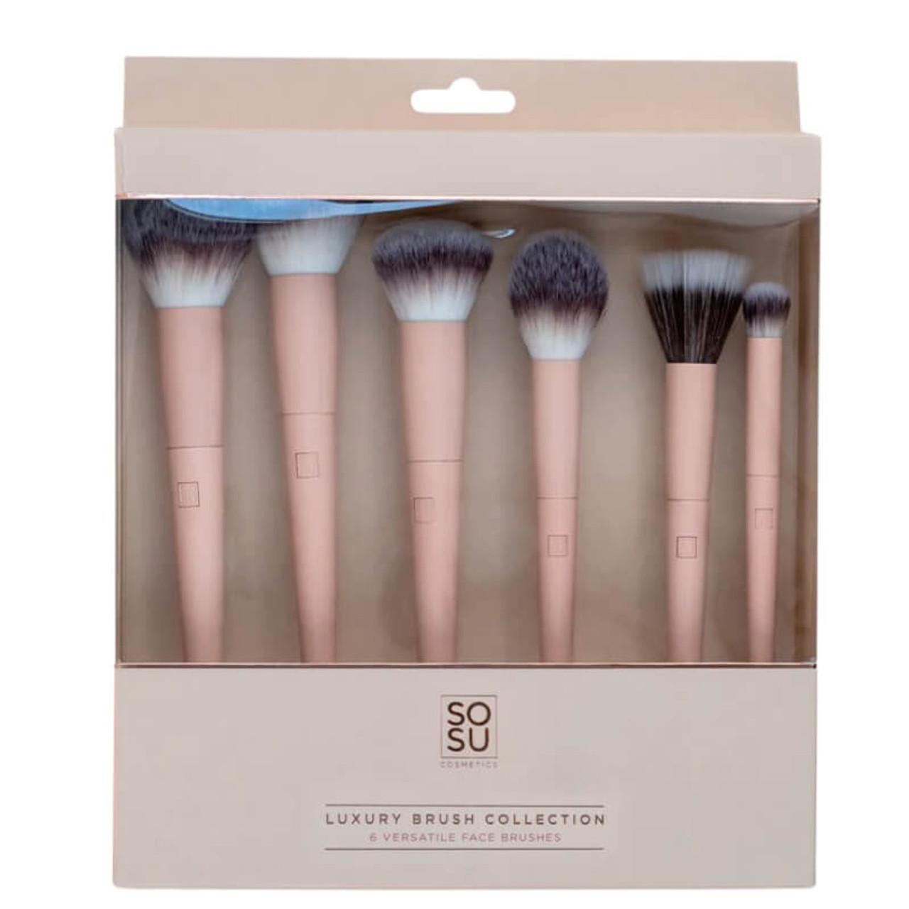 SOSU Pink Handle Brush Collection - 6 Face Brushes