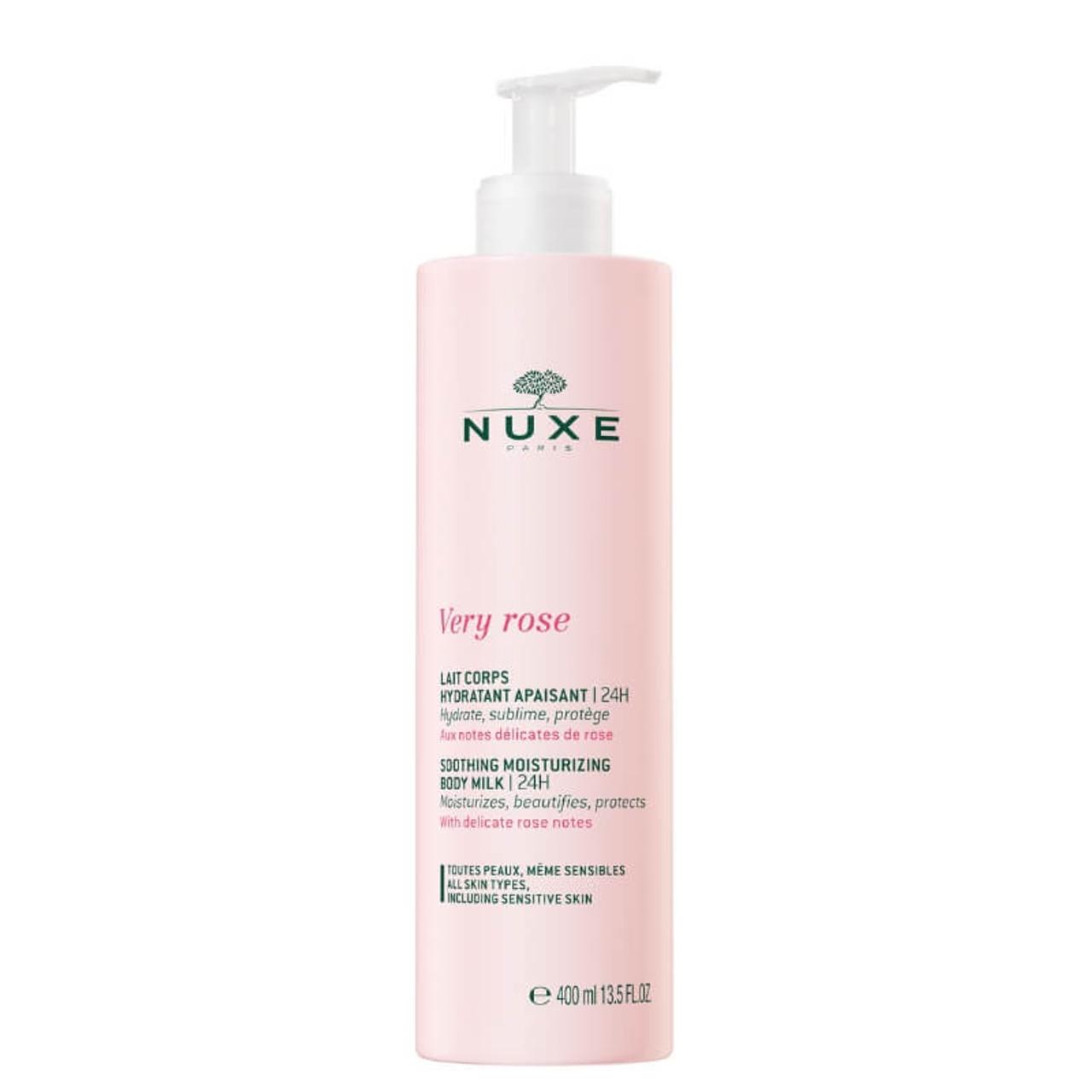 NUXE Very Rose Body Milk 400ml - Soothing, Moisturizing, Hydrating, Protects, Delicate Rose Notes, All Skin Types