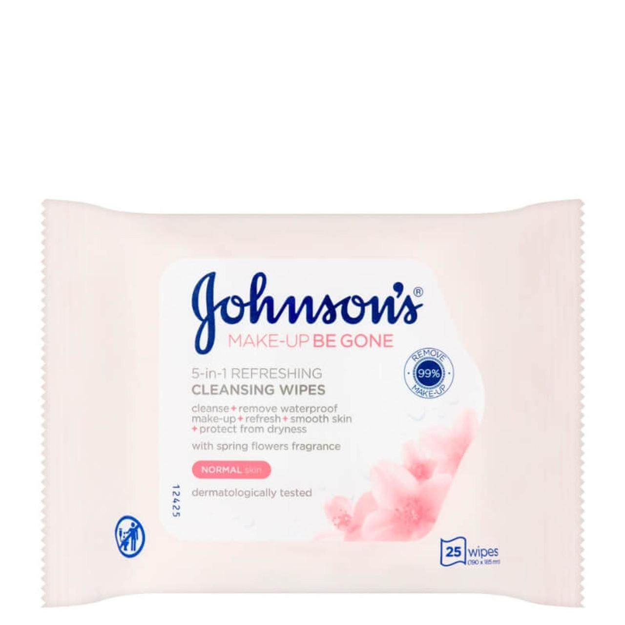 Johnsons Extra Sensitive Cleansing Wipes 25 Pack - All Skin Types - Make-Up Be Gone