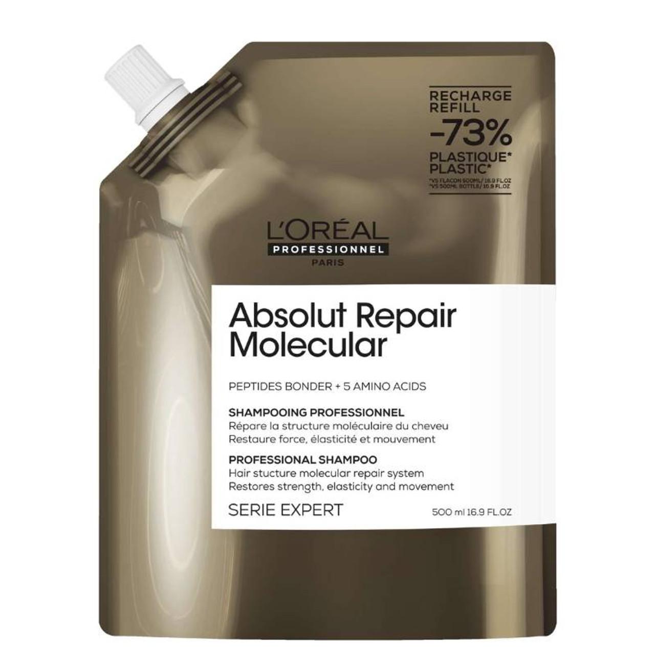 L'Oreal Professional Absolut Repair Molecular Shampoo 500ml for Damaged Hair - Repair, Strength, Elasticity