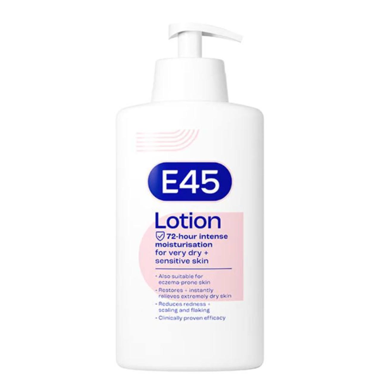 E45 Dermatological Moisturising Lotion 500ml Soothes, softens and relieves dry and sensitive skin Perfume Free Hypoallergenic