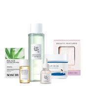 Korean Skincare Combination Skin Bundle with FREE BeautyFeatures Cleansing Mitts