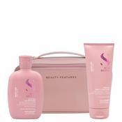 Alfaparf Semi Di Lino Shampoo, Conditioner &amp; FREE BeautyFeatures Vanity Bag - Pink