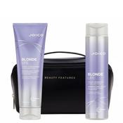 Joico Blonde Life Violet Shampoo &amp; Conditioner With FREE BeautyFeatures Vanity Bag - Black image