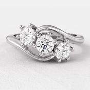 0.60ct Unusual Three Stone Engagement Ring TR1024 - platinum / 
