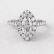 0.80ct Marquise Cut Halo Natural Diamond Engagement Ring VR1051 - platinum / 