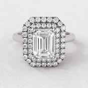 1.40ct Emerald Cut Double Halo Diamond Engagement Ring VR1017 - 18ct-yellow-gold / 