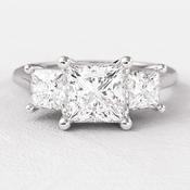 1.40ct Princess Cut Trilogy Natural Diamond Ring TR1010 - platinum / 