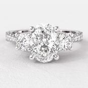 1.60ct Oval Cut Trilogy Engagement Ring TR1056 - platinum / 