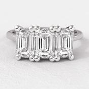 1.80ct Emerald Cut Trilogy Natural Ring TR1054 - platinum / 