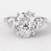 1.86ct Oval Three Stone Engagement Natural Ring TR1006 - 18ct-rose-gold / 