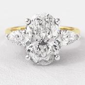 3.20ct Oval And Pear Three Stone Diamond Engagement Ring TR1110 - platinum /  image