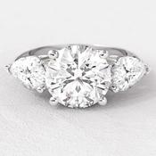 3.00ct Round Pear Cut Three Stone Diamond Ring TR1060 - 18ct-rose-gold / 