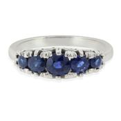 1.10 Carat Round Cut Sapphire Ring CR1003 - 18ct-white-gold / 