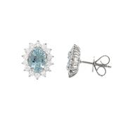 1.82ct Aquamarine &amp; Diamond Halo Style Stud Earrings BER005 image