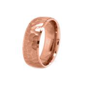GWR2068 Gents 6mm Rose Gold Hammered Effect Wedding Band - 18ct-rose-gold / 5mm /  image