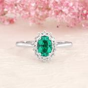 0.85ct Oval Cut Emerald Halo Ring CR1047 - 18ct-yellow-gold / 